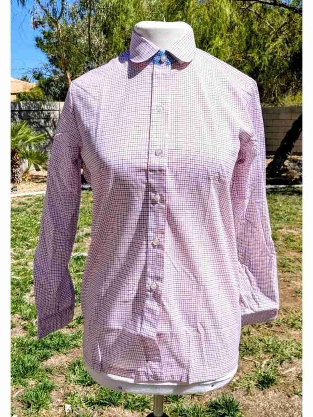 Classic Men's Button-Up Shirt in Pink Gingham